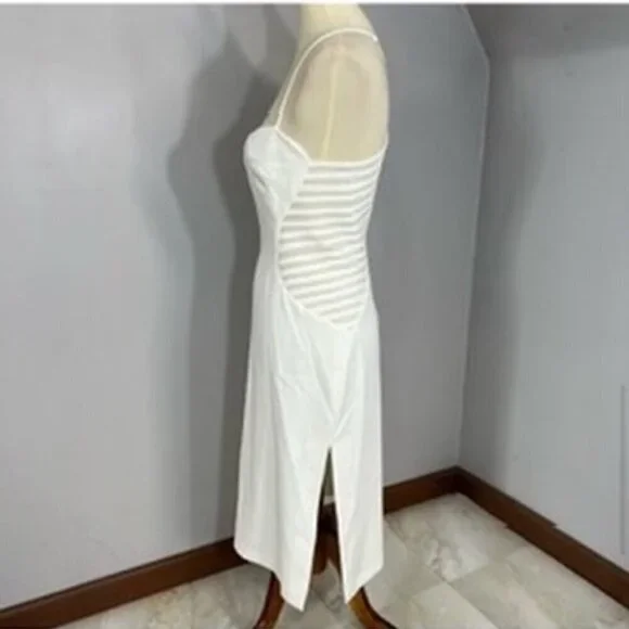 NWT Halston Heritage white bodycon cut-out midi dress sweetheart bachelorette - Picture 3 of 9